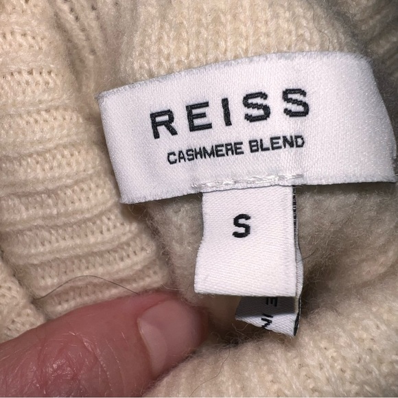 Reiss Sleeveless Turtleneck Roll Neck Cream Cashmere Blend Midi Dress Small - Picture 11 of 11
